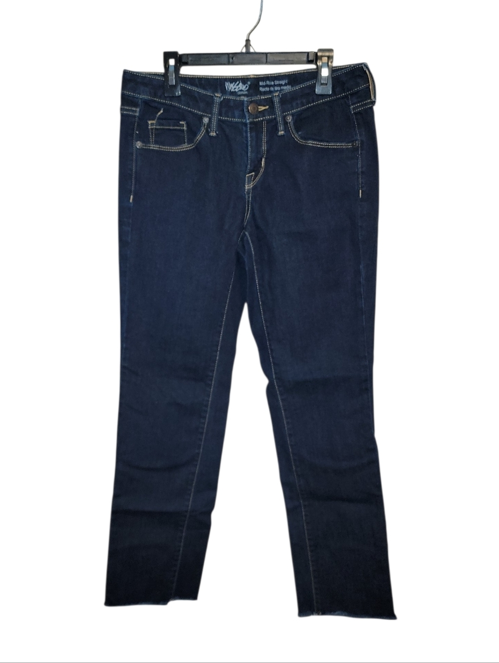 Massimo Women's Dark Blue Straight Leg Jeans Mid Rise Size 2L 28 Waist Stretch